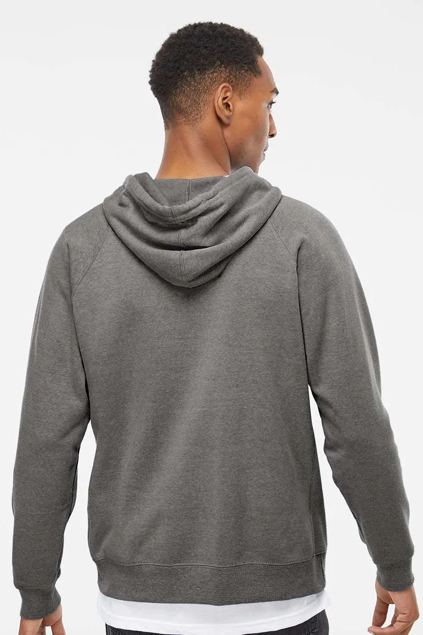 Independent Trading Company Mens Special Blend Raglan Hooded Sweatshirt Hoodie w/ Pouch Pocket - Nickel Grey