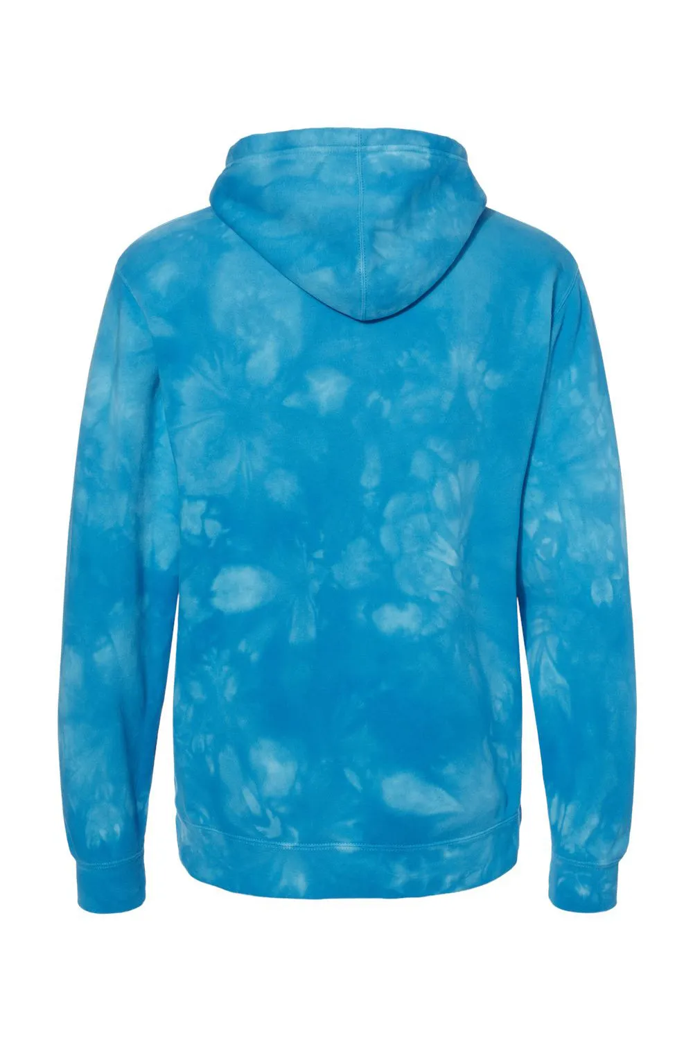 Independent Trading Company Mens Tie-Dye Hooded Sweatshirt Hoodie w/ Pouch Pocket - Aqua Blue