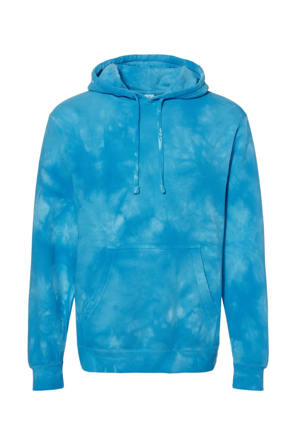 Independent Trading Company Mens Tie-Dye Hooded Sweatshirt Hoodie w/ Pouch Pocket - Aqua Blue