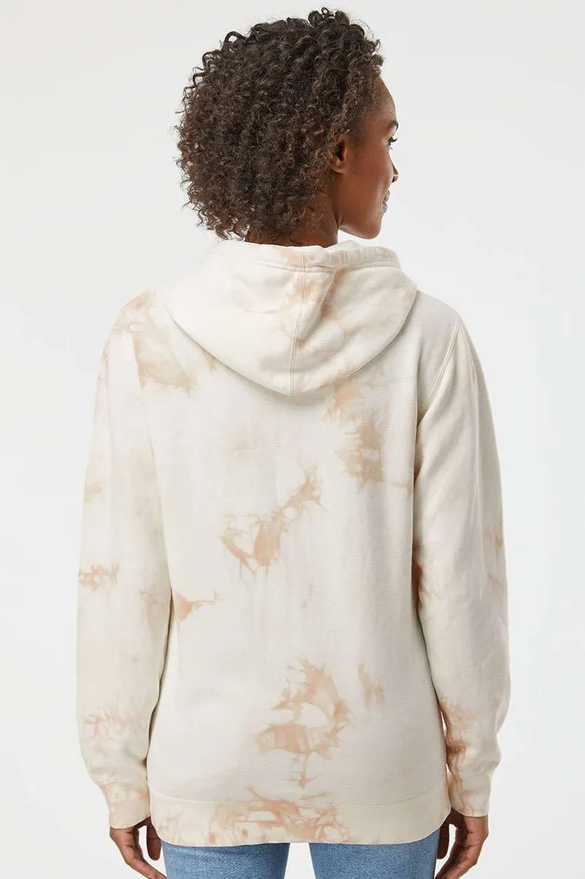 Independent Trading Company Mens Tie-Dye Hooded Sweatshirt Hoodie w/ Pouch Pocket - Dusty Pink
