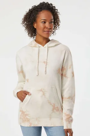 Independent Trading Company Mens Tie-Dye Hooded Sweatshirt Hoodie w/ Pouch Pocket - Dusty Pink
