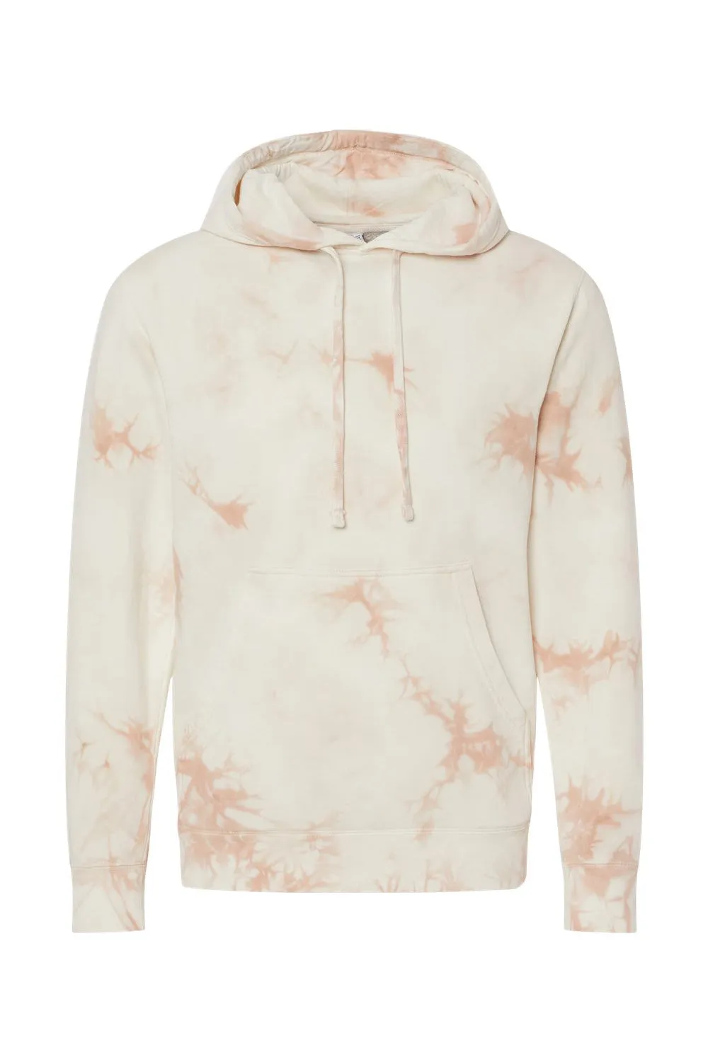 Independent Trading Company Mens Tie-Dye Hooded Sweatshirt Hoodie w/ Pouch Pocket - Dusty Pink