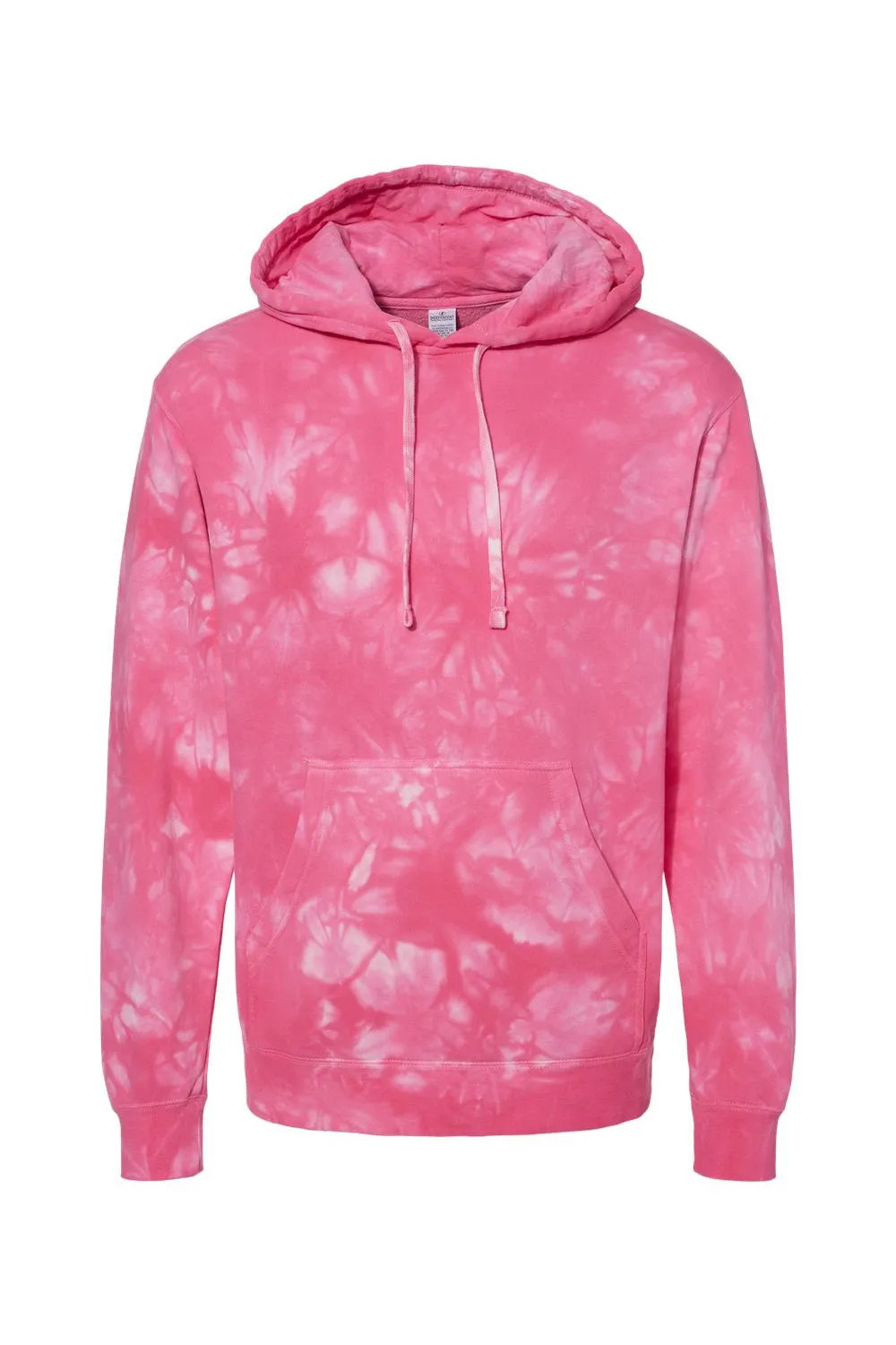 Independent Trading Company Mens Tie-Dye Hooded Sweatshirt Hoodie w/ Pouch Pocket - Pink