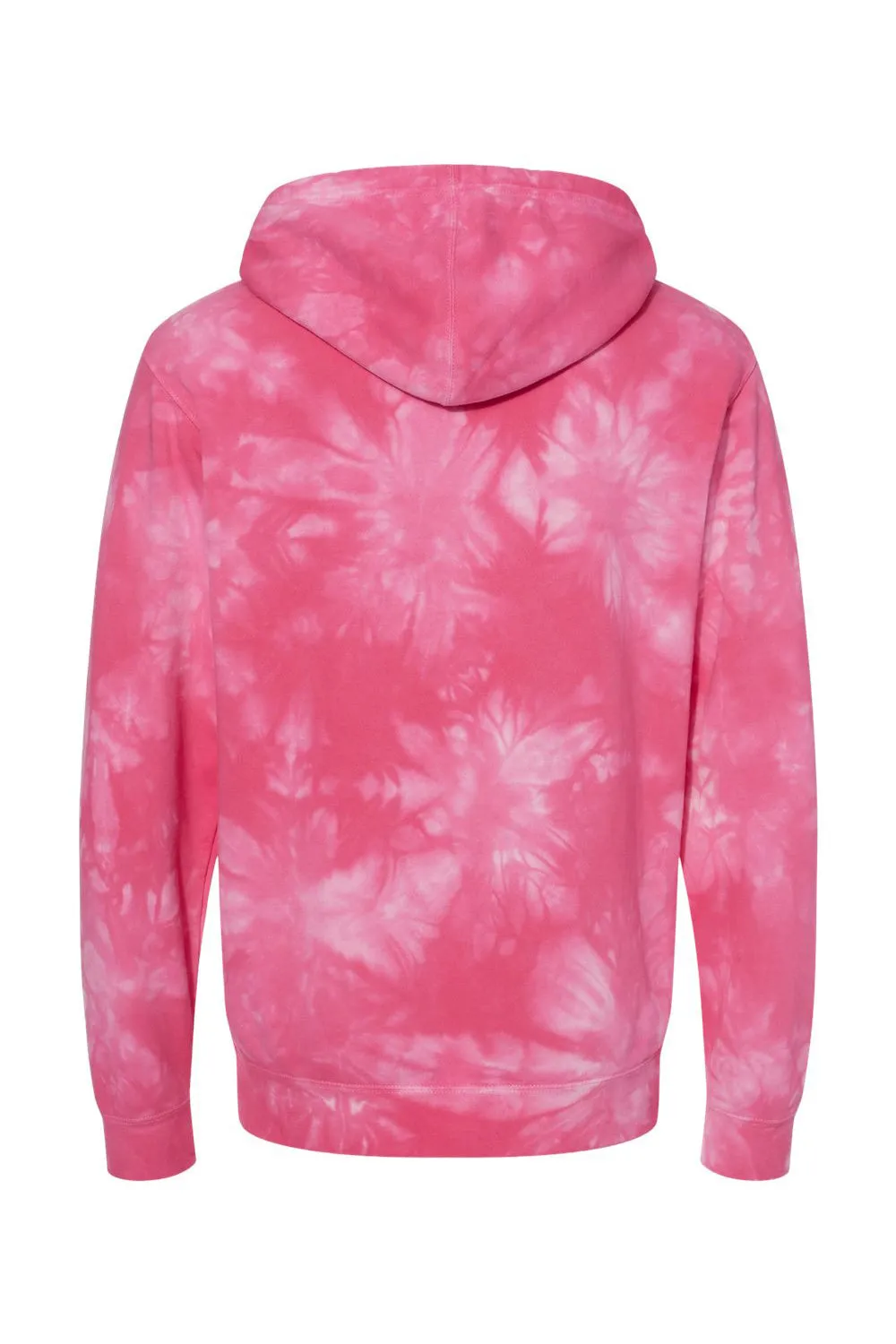 Independent Trading Company Mens Tie-Dye Hooded Sweatshirt Hoodie w/ Pouch Pocket - Pink