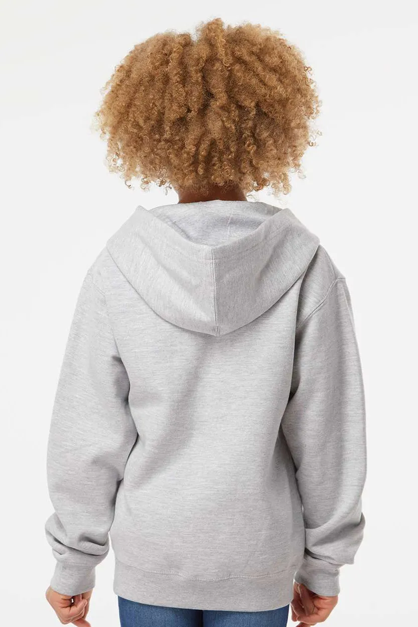 Independent Trading Company Youth Full Zip Hooded Sweatshirt Hoodie w/ Pockets - Heather Grey