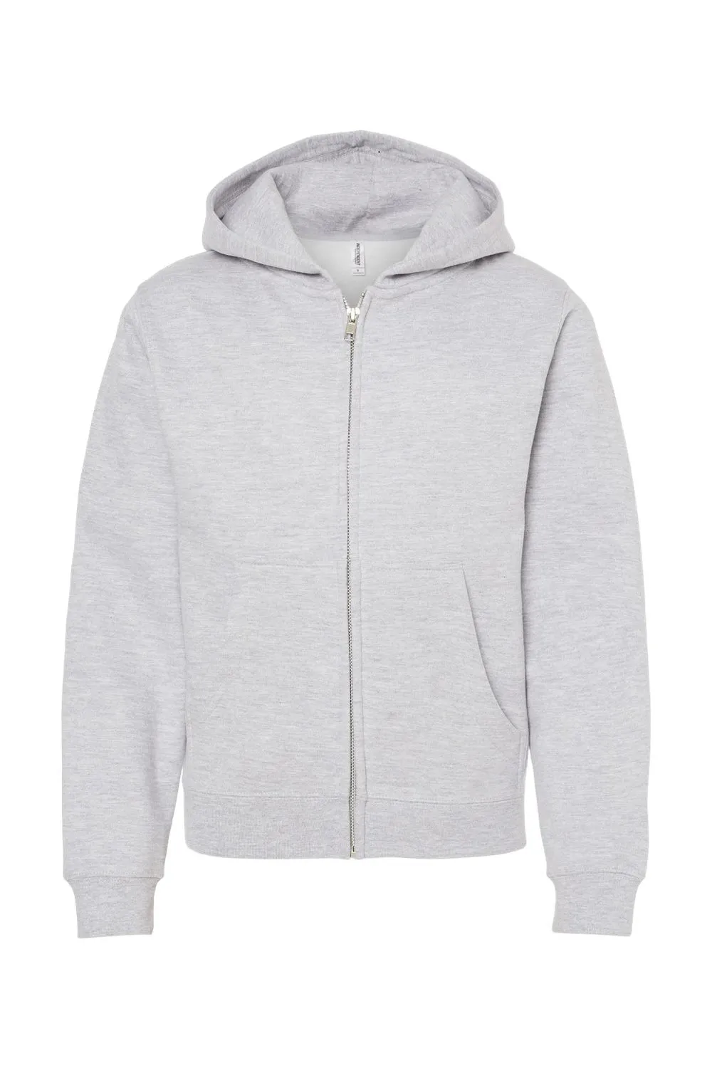 Independent Trading Company Youth Full Zip Hooded Sweatshirt Hoodie w/ Pockets - Heather Grey