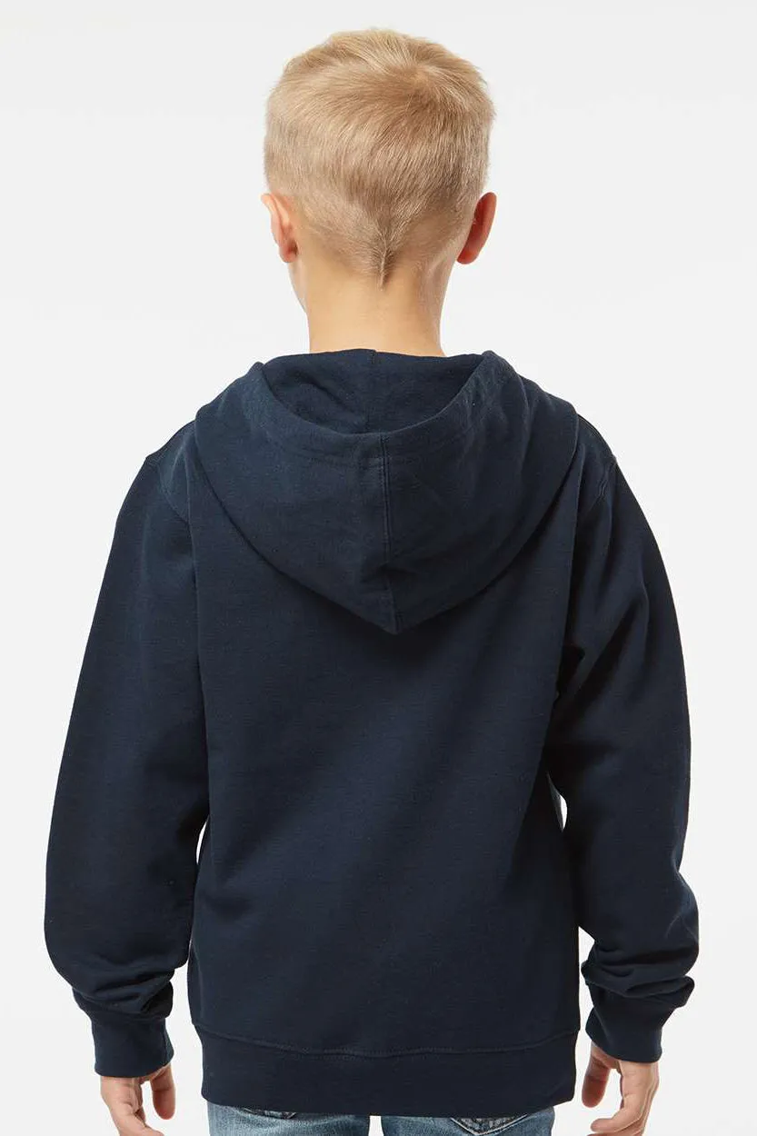 Independent Trading Company Youth Full Zip Hooded Sweatshirt Hoodie w/ Pockets - Navy Blue