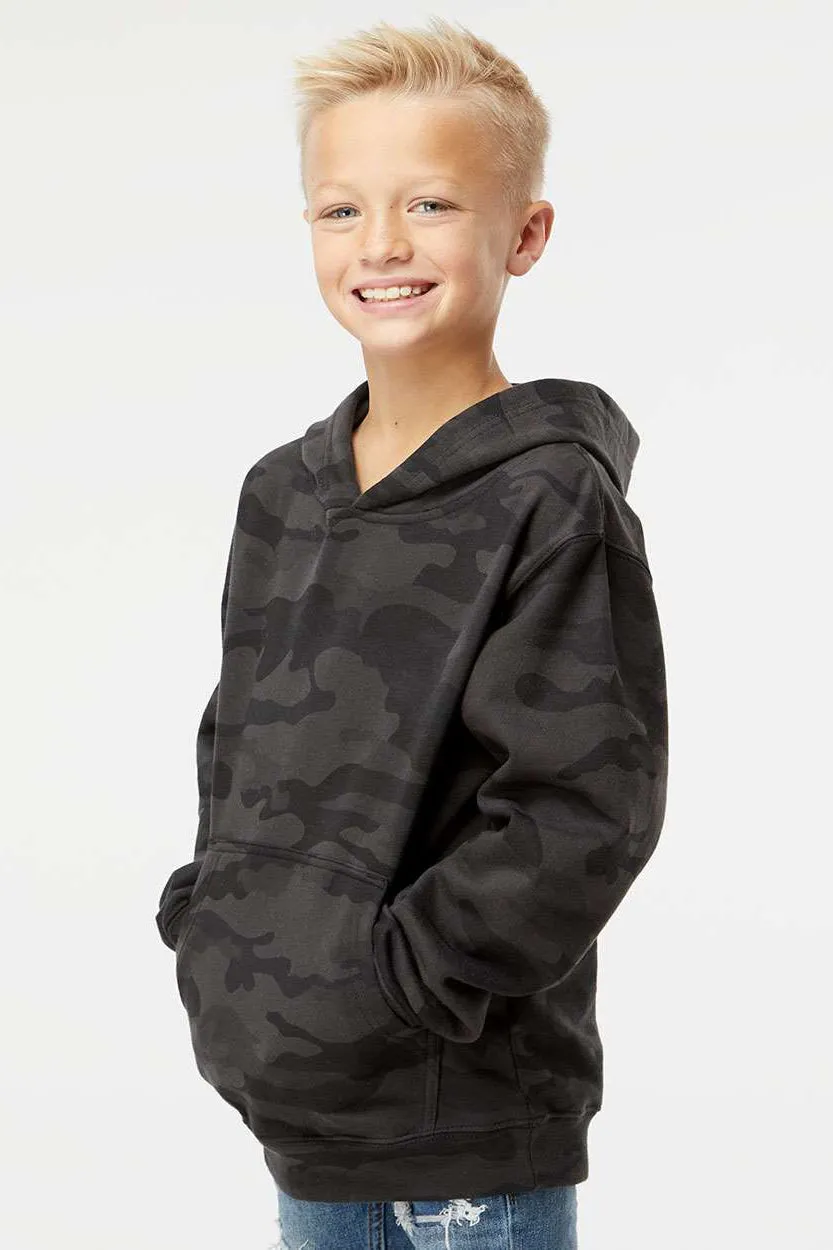 Independent Trading Company Youth Hooded Sweatshirt Hoodie w/ Pouch Pocket - Black Camo