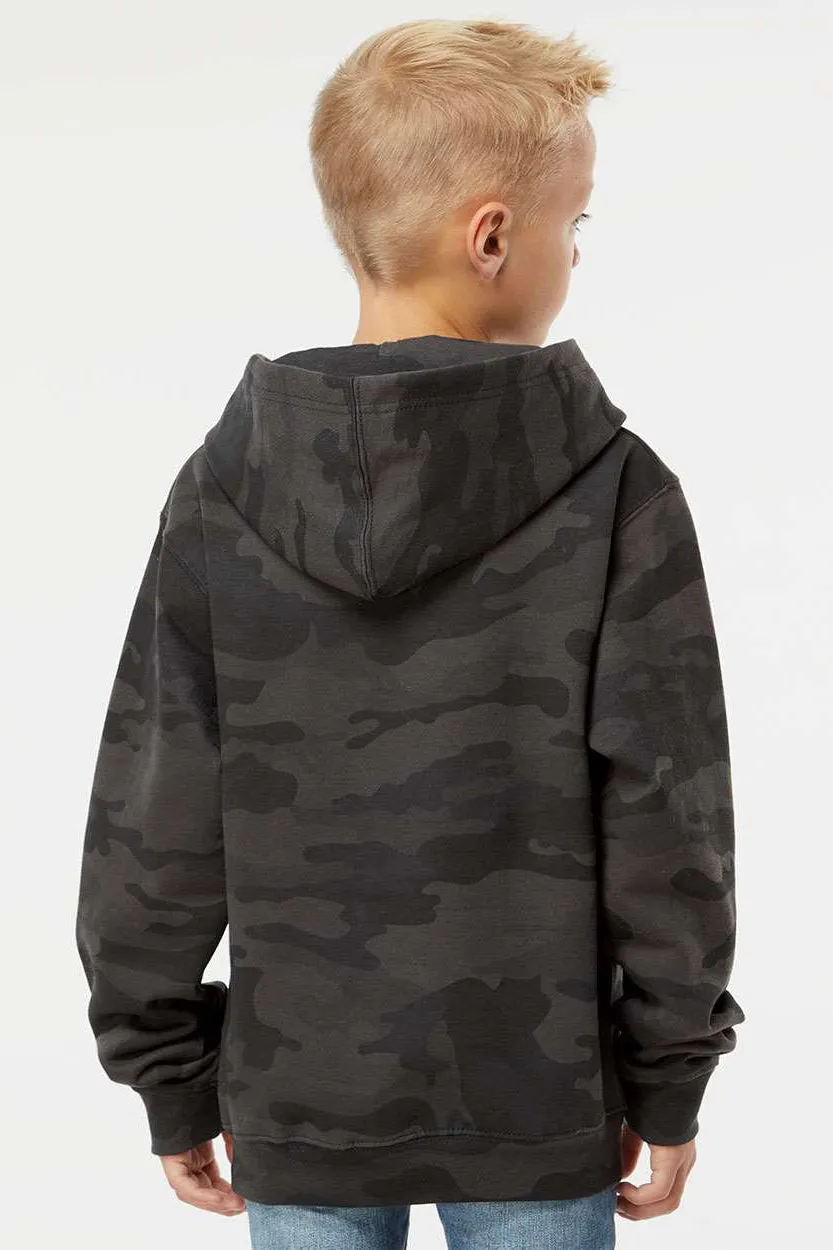 Independent Trading Company Youth Hooded Sweatshirt Hoodie w/ Pouch Pocket - Black Camo