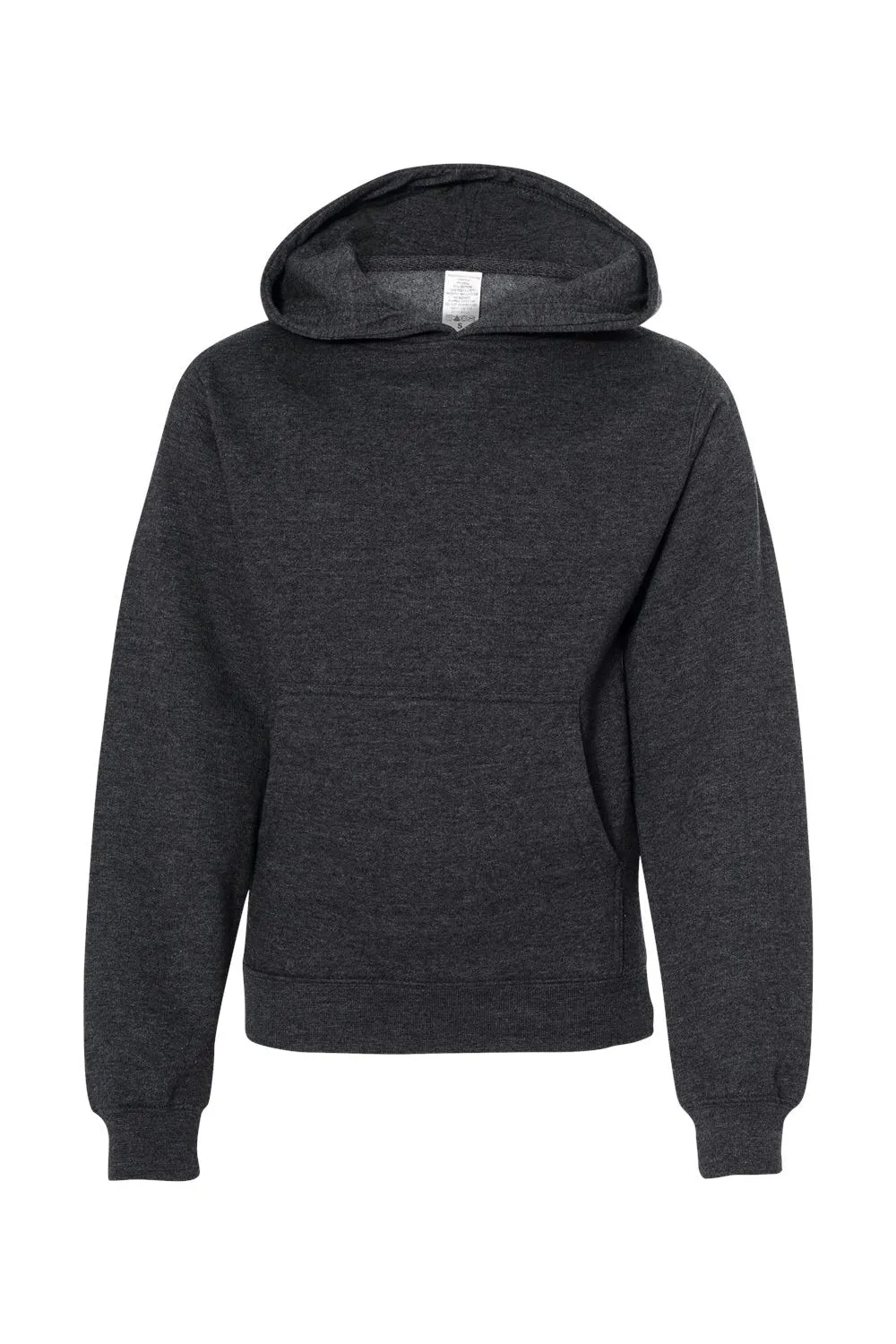 Independent Trading Company Youth Hooded Sweatshirt Hoodie w/ Pouch Pocket - Heather Charcoal Grey
