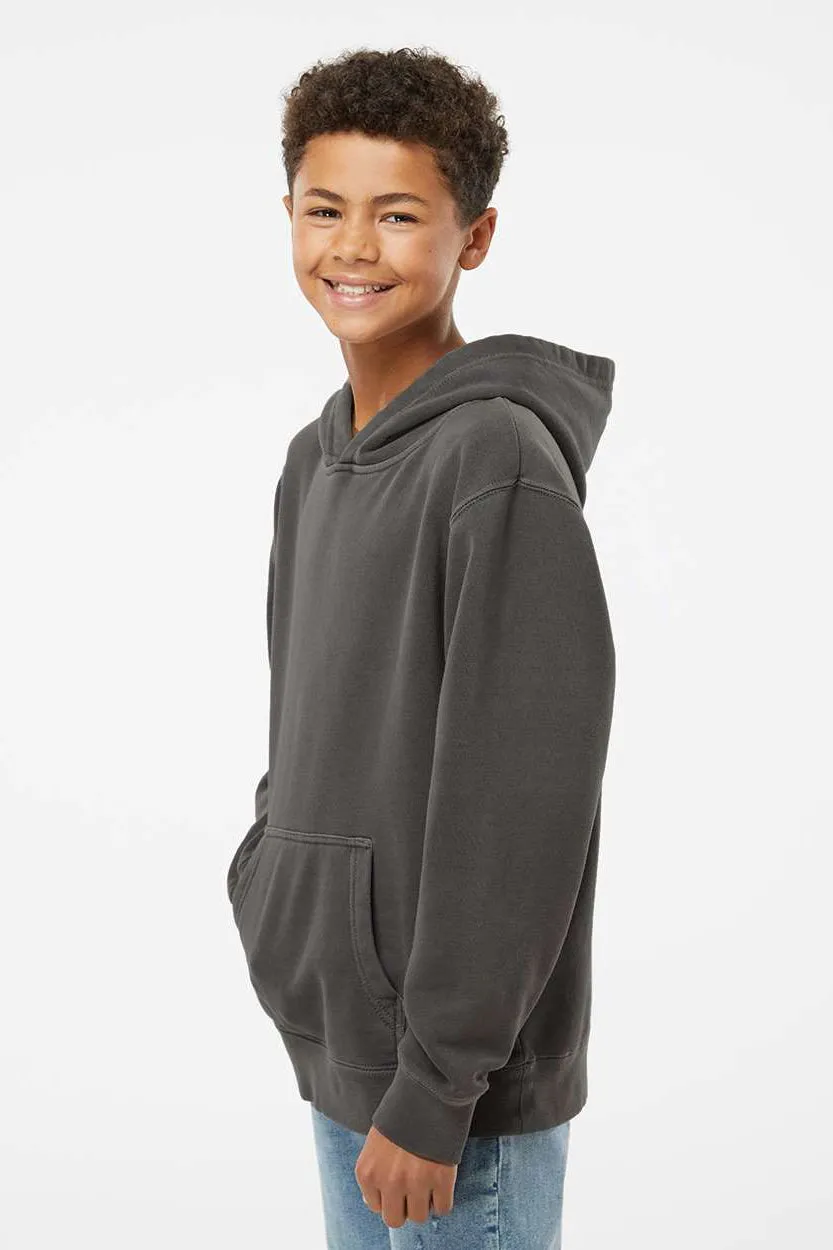 Independent Trading Company Youth Pigment Dyed Hooded Sweatshirt Hoodie w/ Pouch Pocket - Black
