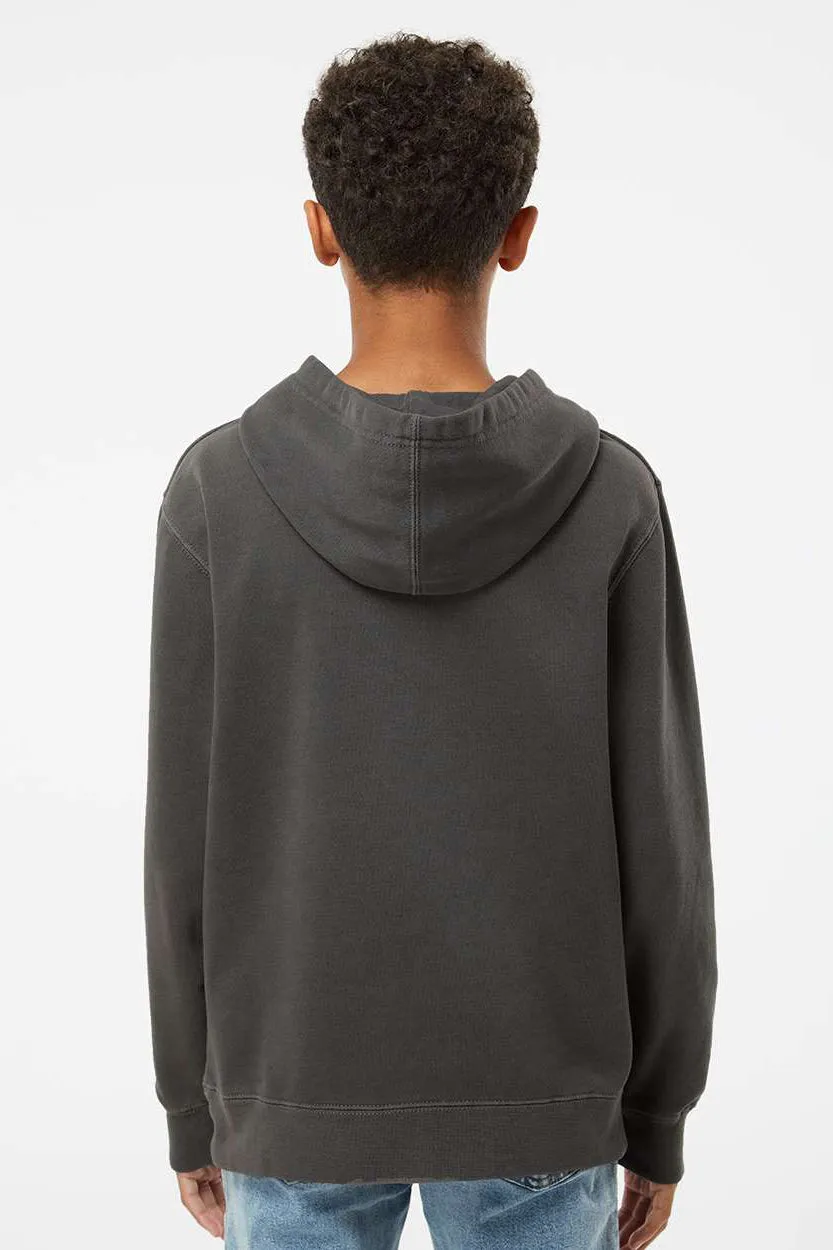 Independent Trading Company Youth Pigment Dyed Hooded Sweatshirt Hoodie w/ Pouch Pocket - Black