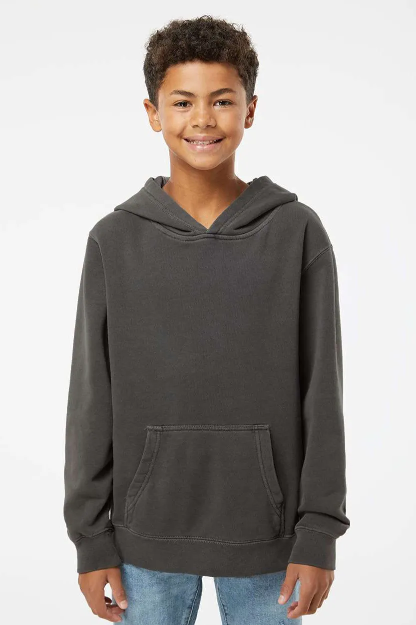 Independent Trading Company Youth Pigment Dyed Hooded Sweatshirt Hoodie w/ Pouch Pocket - Black