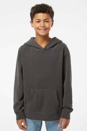 Independent Trading Company Youth Pigment Dyed Hooded Sweatshirt Hoodie w/ Pouch Pocket - Black