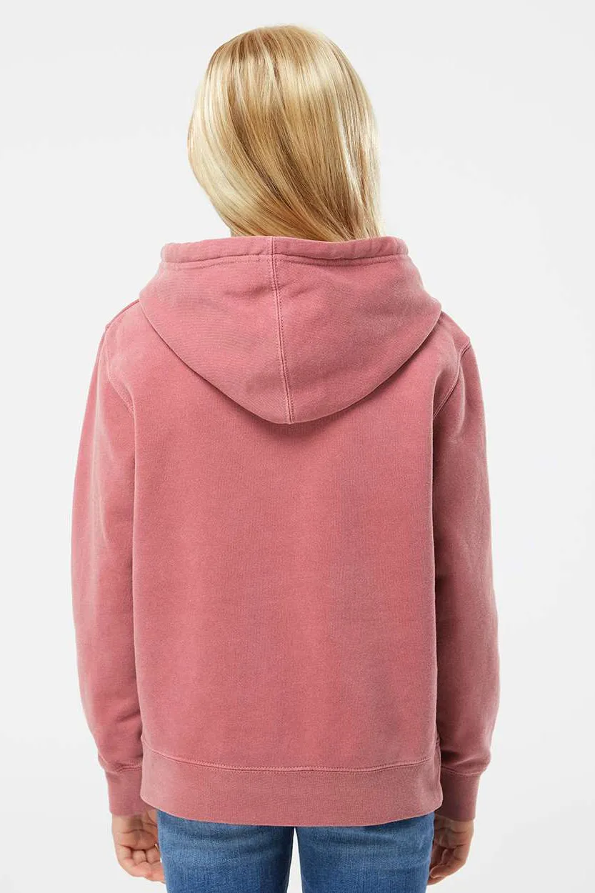 Independent Trading Company Youth Pigment Dyed Hooded Sweatshirt Hoodie w/ Pouch Pocket - Maroon