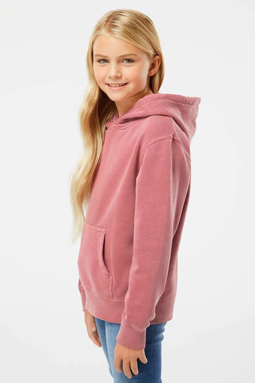 Independent Trading Company Youth Pigment Dyed Hooded Sweatshirt Hoodie w/ Pouch Pocket - Maroon