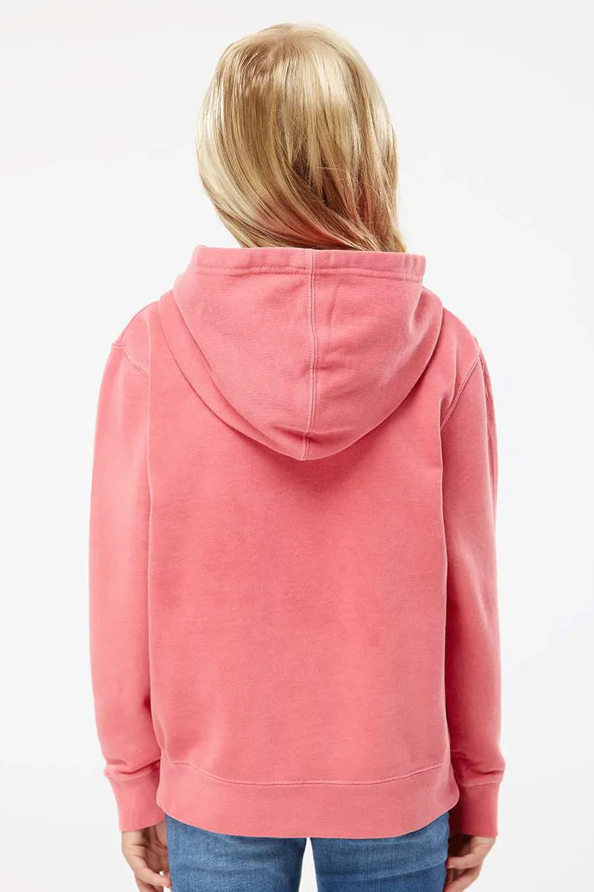 Independent Trading Company Youth Pigment Dyed Hooded Sweatshirt Hoodie w/ Pouch Pocket - Pink