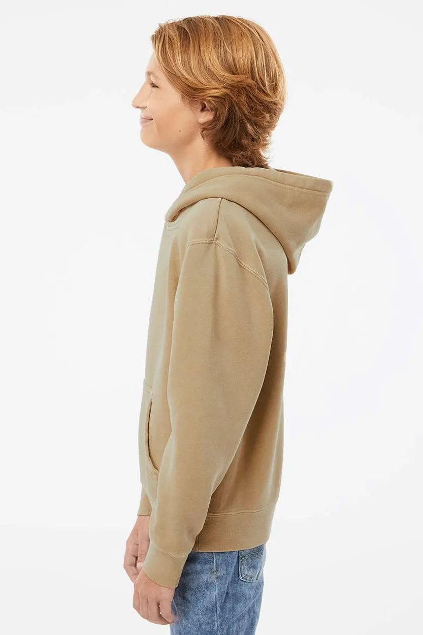 Independent Trading Company Youth Pigment Dyed Hooded Sweatshirt Hoodie w/ Pouch Pocket - Sandstone Brown