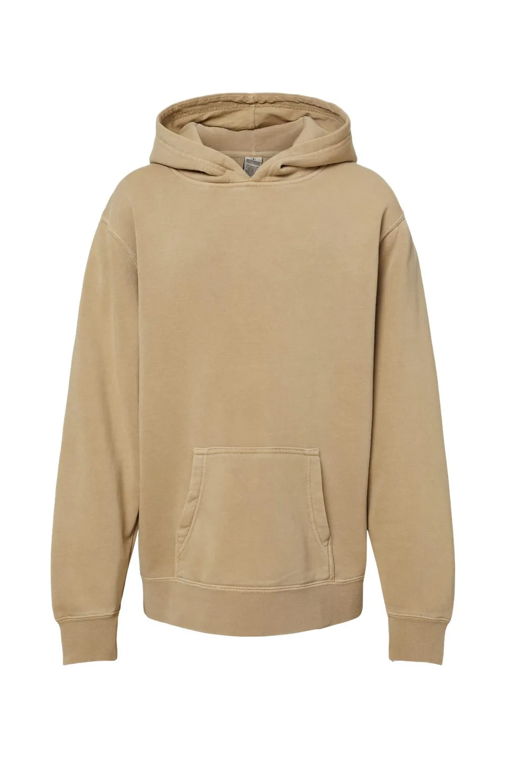 Independent Trading Company Youth Pigment Dyed Hooded Sweatshirt Hoodie w/ Pouch Pocket - Sandstone Brown
