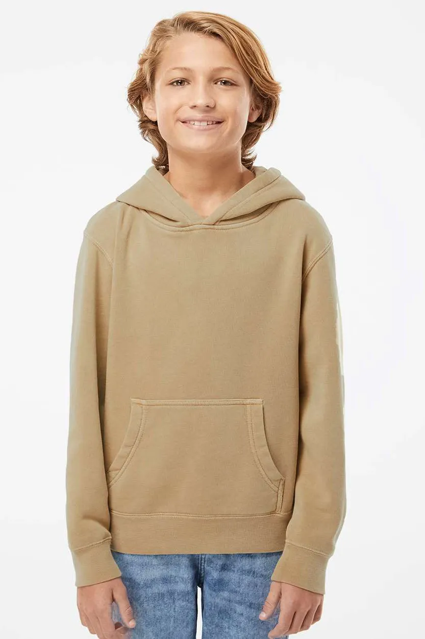 Independent Trading Company Youth Pigment Dyed Hooded Sweatshirt Hoodie w/ Pouch Pocket - Sandstone Brown