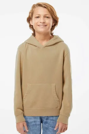 Independent Trading Company Youth Pigment Dyed Hooded Sweatshirt Hoodie w/ Pouch Pocket - Sandstone Brown