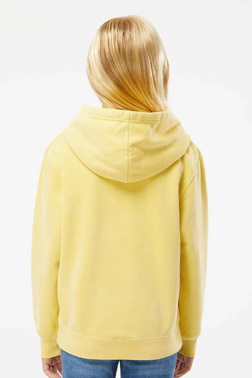 Independent Trading Company Youth Pigment Dyed Hooded Sweatshirt Hoodie w/ Pouch Pocket - Yellow