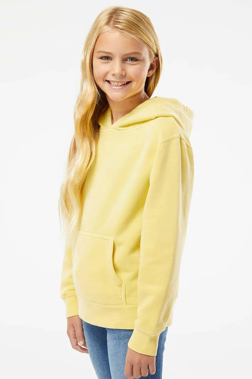 Independent Trading Company Youth Pigment Dyed Hooded Sweatshirt Hoodie w/ Pouch Pocket - Yellow