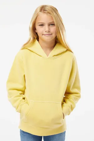 Independent Trading Company Youth Pigment Dyed Hooded Sweatshirt Hoodie w/ Pouch Pocket - Yellow