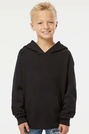Independent Trading Company Youth Special Blend Raglan Hooded Sweatshirt Hoodie w/ Pouch Pocket - Black
