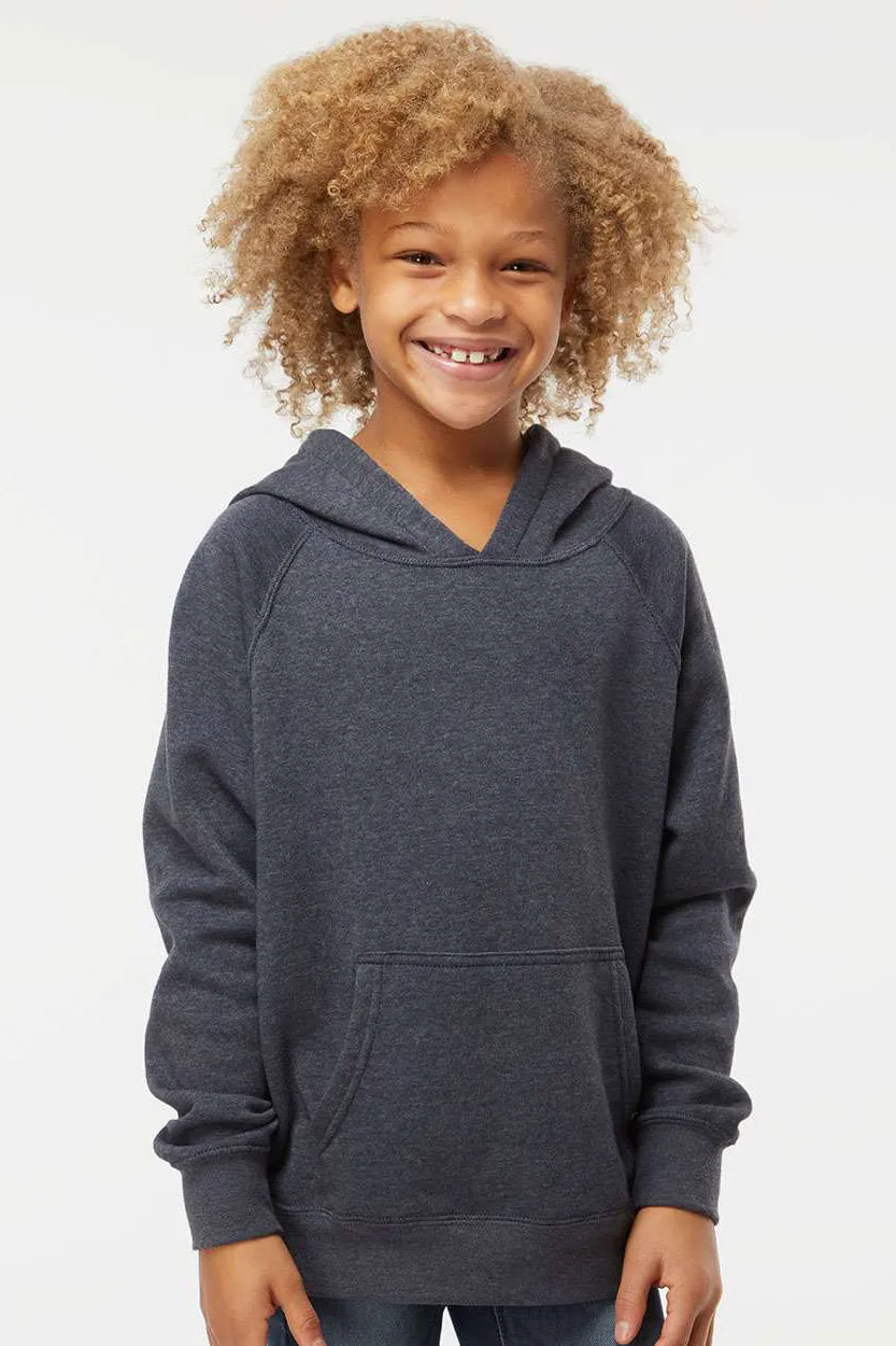 Independent Trading Company Youth Special Blend Raglan Hooded Sweatshirt Hoodie w/ Pouch Pocket - Midnight Navy Blue