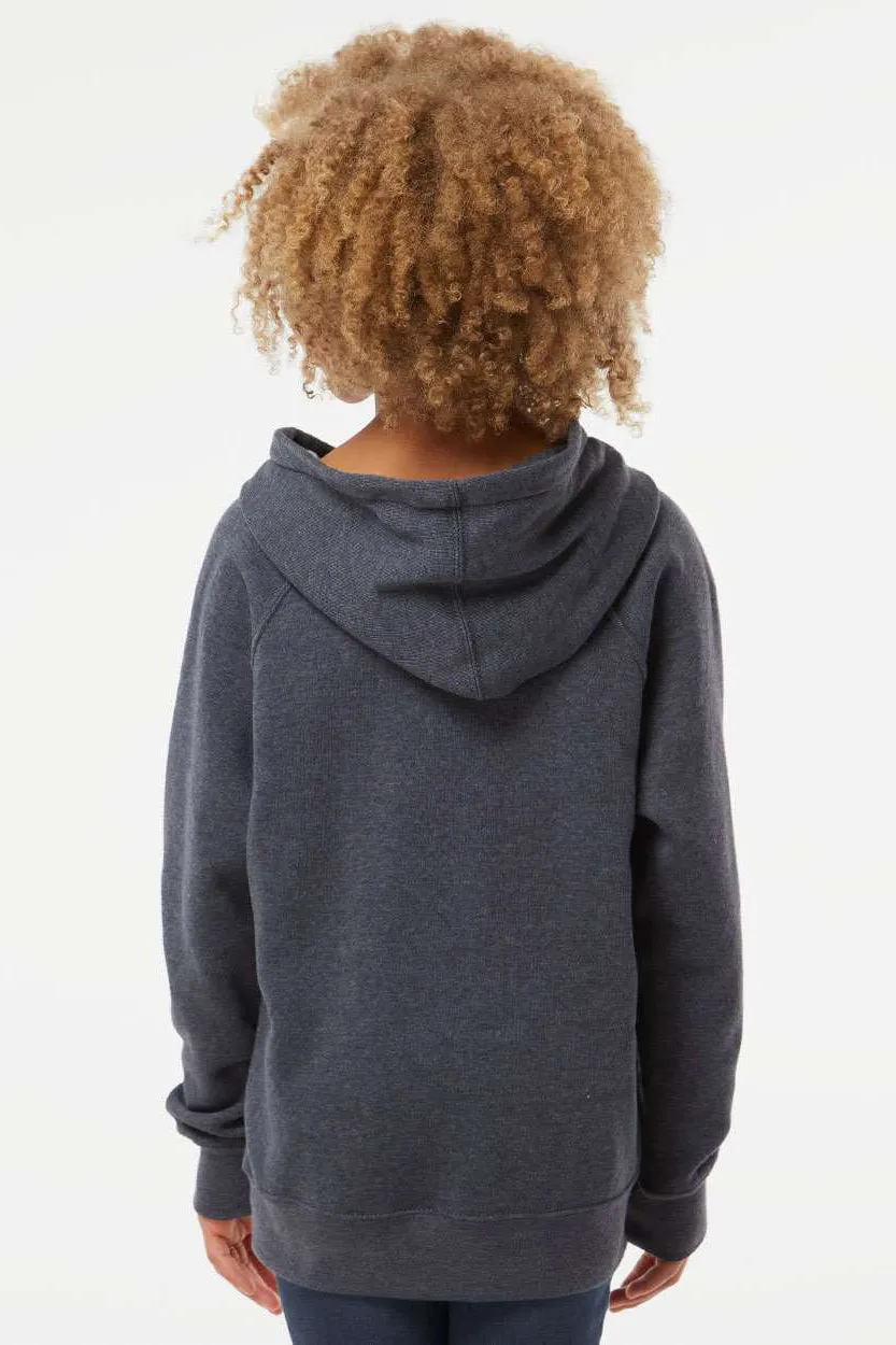 Independent Trading Company Youth Special Blend Raglan Hooded Sweatshirt Hoodie w/ Pouch Pocket - Midnight Navy Blue