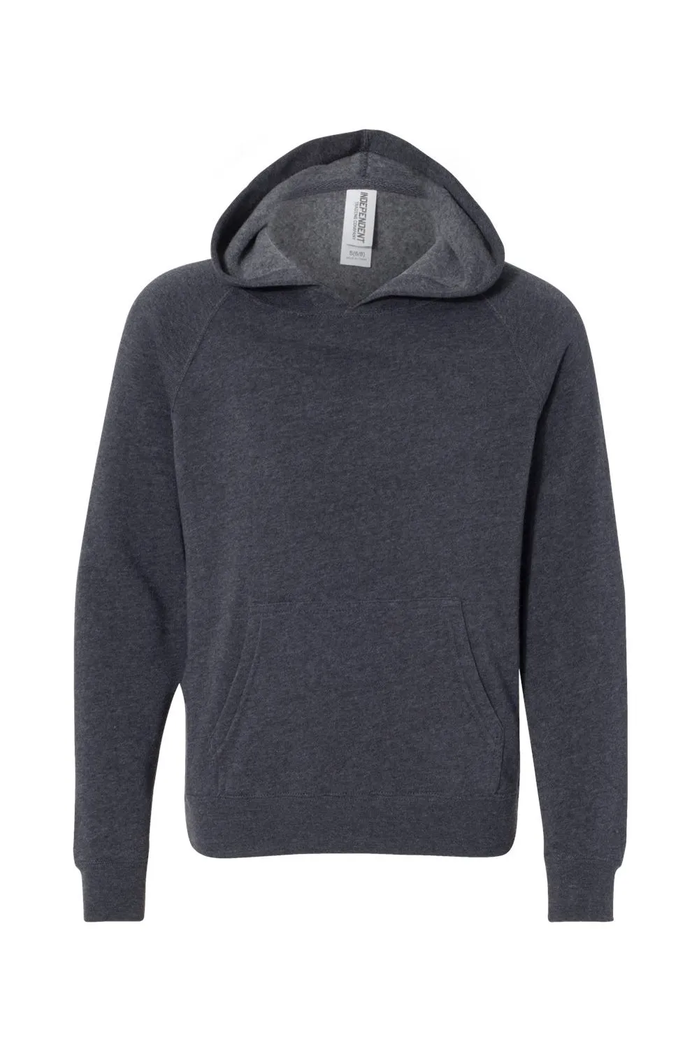 Independent Trading Company Youth Special Blend Raglan Hooded Sweatshirt Hoodie w/ Pouch Pocket - Midnight Navy Blue