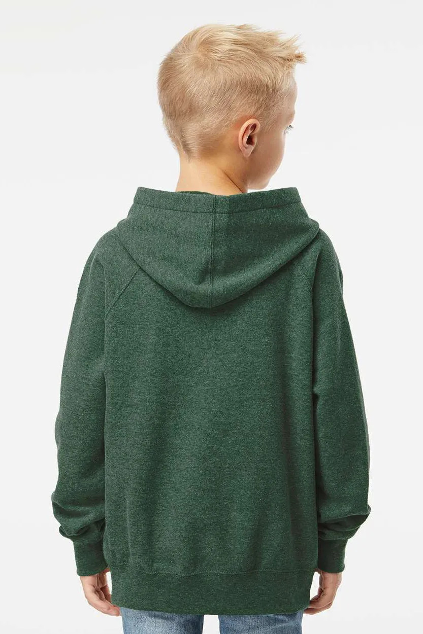 Independent Trading Company Youth Special Blend Raglan Hooded Sweatshirt Hoodie w/ Pouch Pocket - Moss Green
