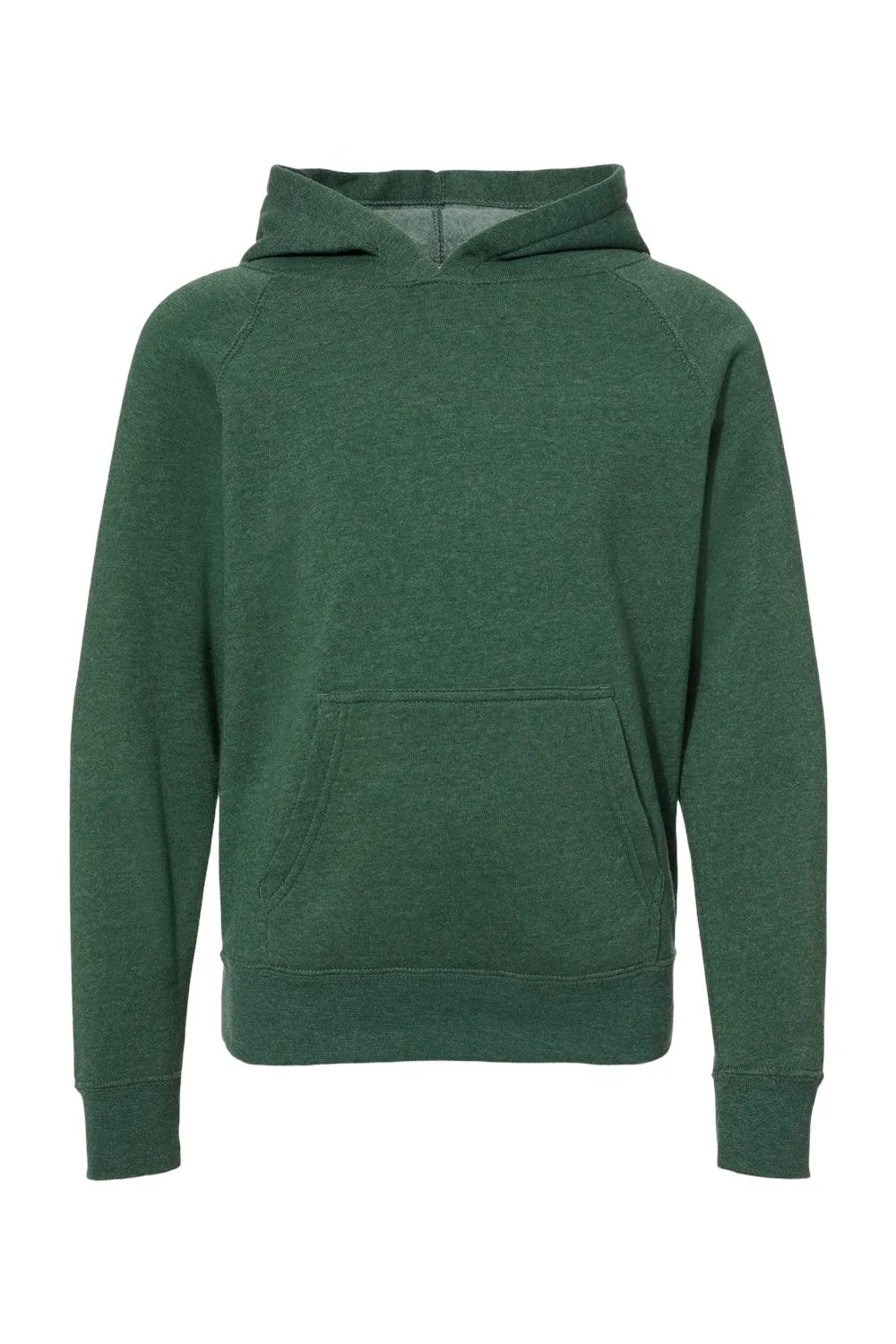 Independent Trading Company Youth Special Blend Raglan Hooded Sweatshirt Hoodie w/ Pouch Pocket - Moss Green