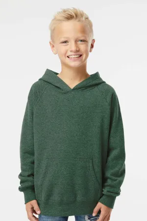Independent Trading Company Youth Special Blend Raglan Hooded Sweatshirt Hoodie w/ Pouch Pocket - Moss Green