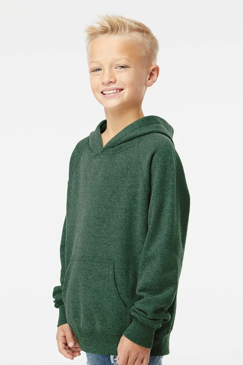 Independent Trading Company Youth Special Blend Raglan Hooded Sweatshirt Hoodie w/ Pouch Pocket - Moss Green