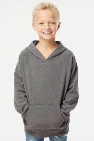 Independent Trading Company Youth Special Blend Raglan Hooded Sweatshirt Hoodie w/ Pouch Pocket - Nickel Grey
