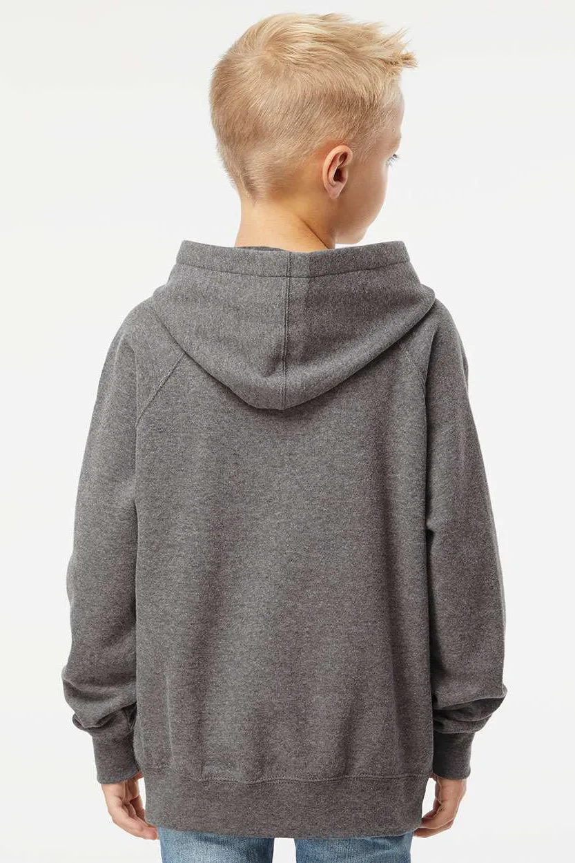 Independent Trading Company Youth Special Blend Raglan Hooded Sweatshirt Hoodie w/ Pouch Pocket - Nickel Grey
