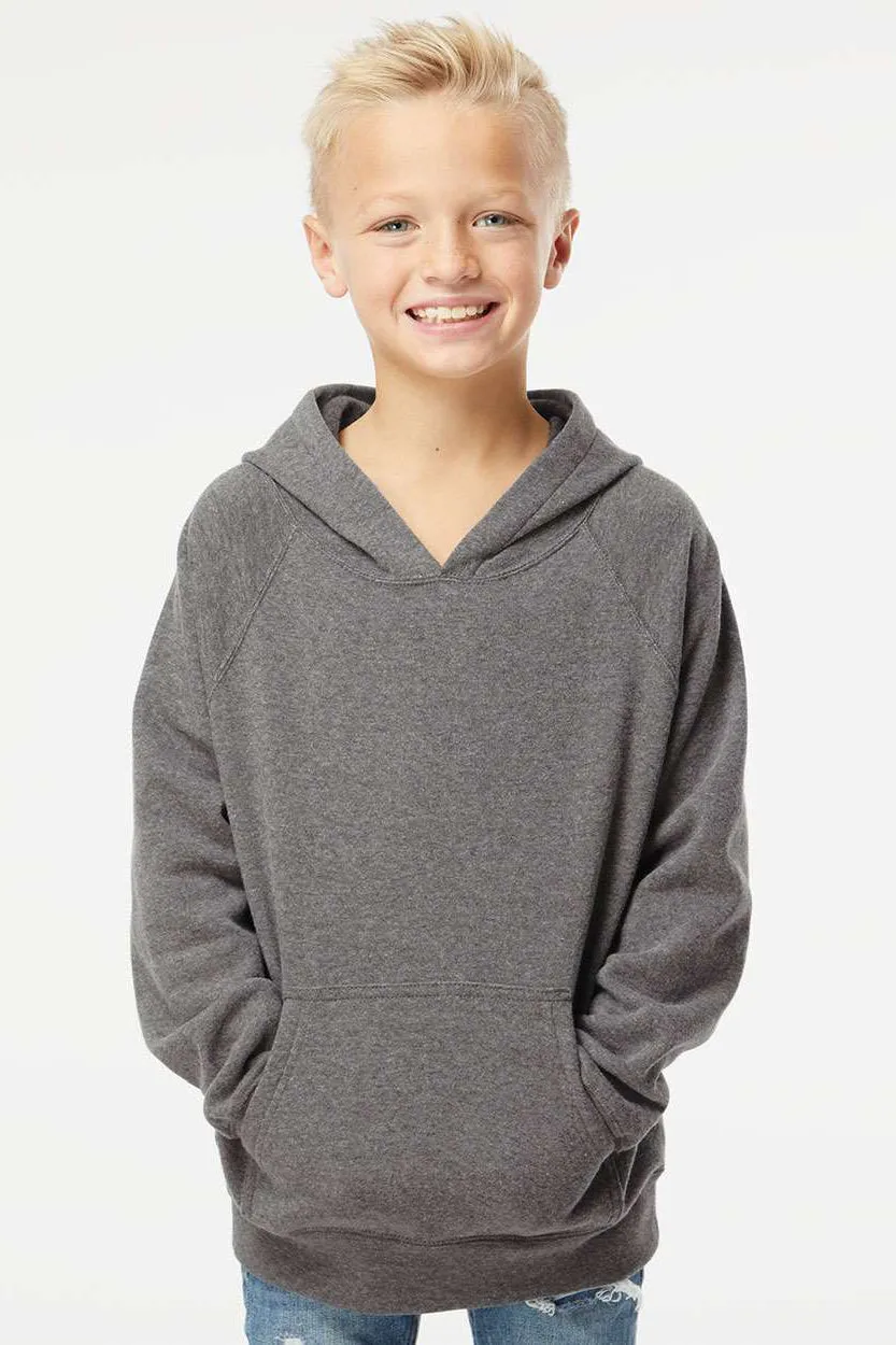 Independent Trading Company Youth Special Blend Raglan Hooded Sweatshirt Hoodie w/ Pouch Pocket - Nickel Grey