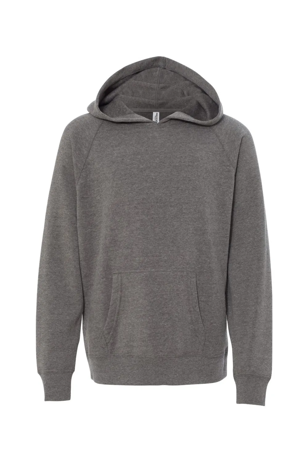 Independent Trading Company Youth Special Blend Raglan Hooded Sweatshirt Hoodie w/ Pouch Pocket - Nickel Grey