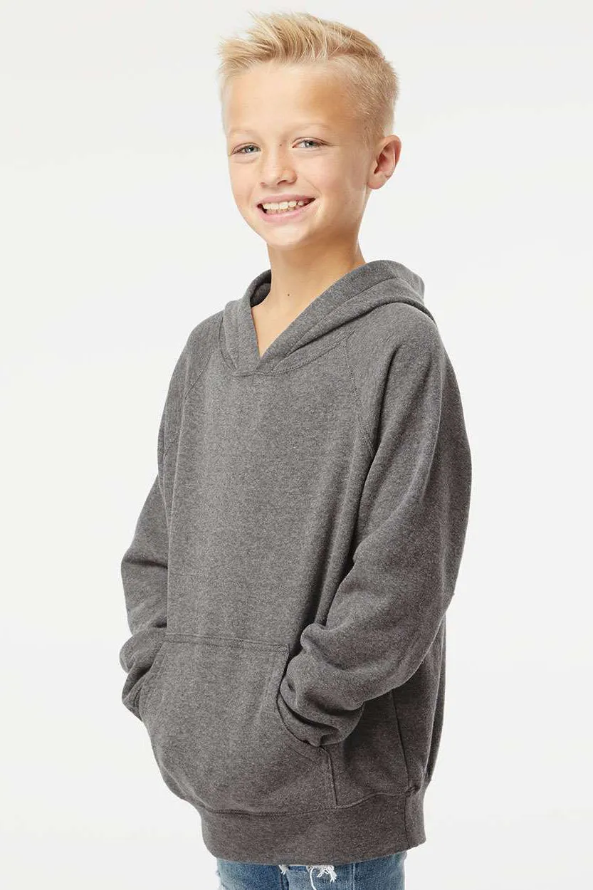 Independent Trading Company Youth Special Blend Raglan Hooded Sweatshirt Hoodie w/ Pouch Pocket - Nickel Grey