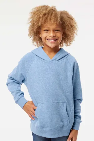 Independent Trading Company Youth Special Blend Raglan Hooded Sweatshirt Hoodie w/ Pouch Pocket - Pacific Blue