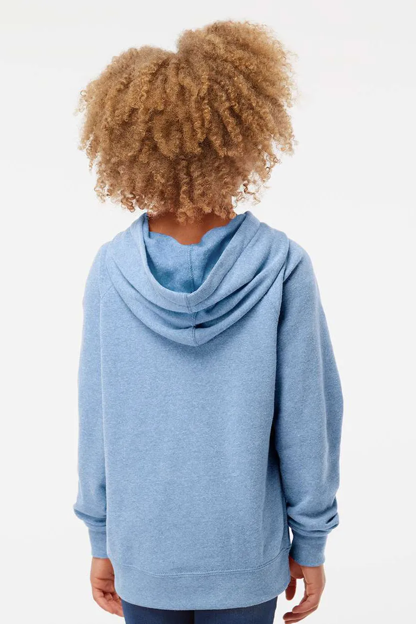 Independent Trading Company Youth Special Blend Raglan Hooded Sweatshirt Hoodie w/ Pouch Pocket - Pacific Blue
