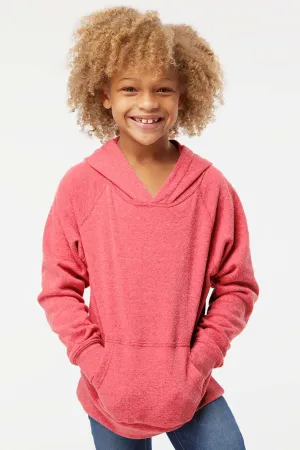 Independent Trading Company Youth Special Blend Raglan Hooded Sweatshirt Hoodie w/ Pouch Pocket - Pomegranate