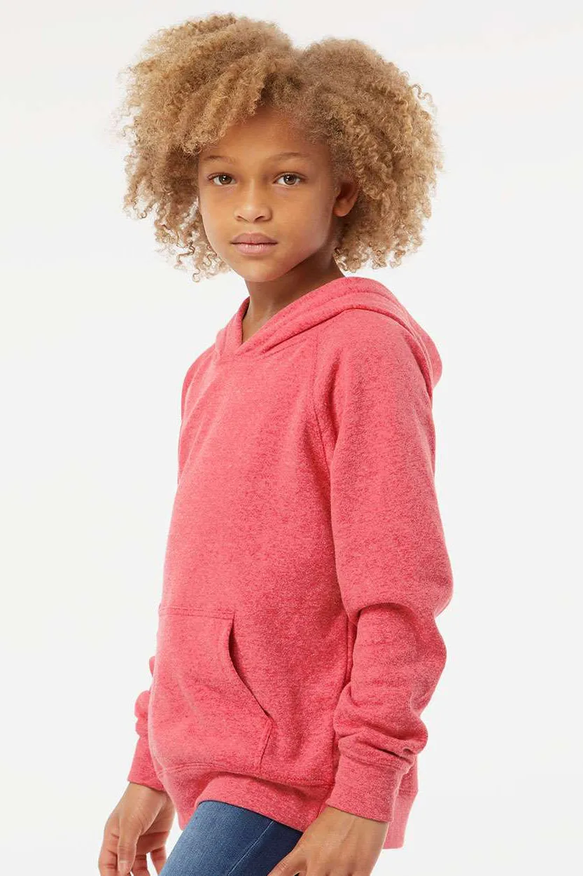 Independent Trading Company Youth Special Blend Raglan Hooded Sweatshirt Hoodie w/ Pouch Pocket - Pomegranate