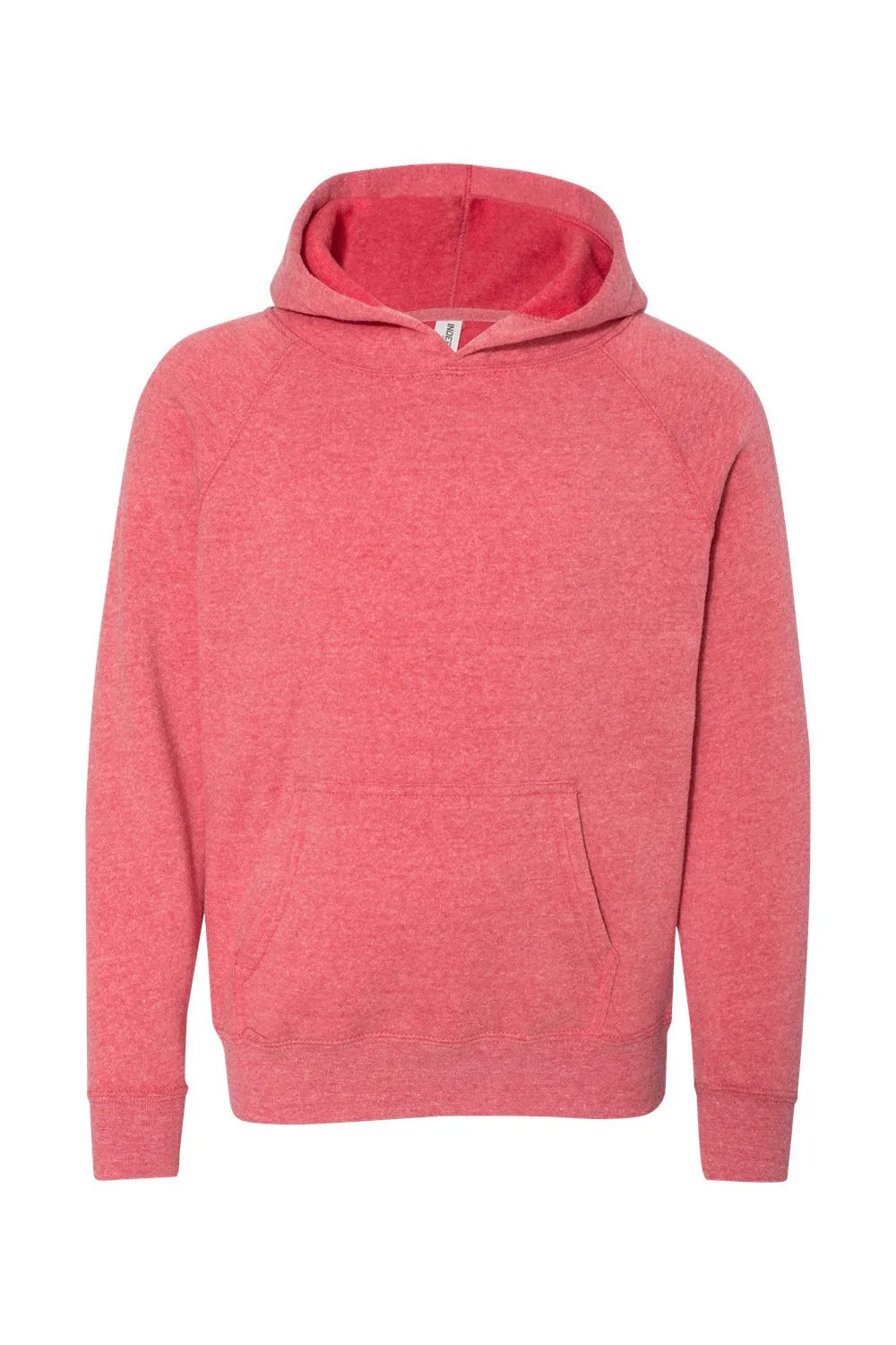 Independent Trading Company Youth Special Blend Raglan Hooded Sweatshirt Hoodie w/ Pouch Pocket - Pomegranate