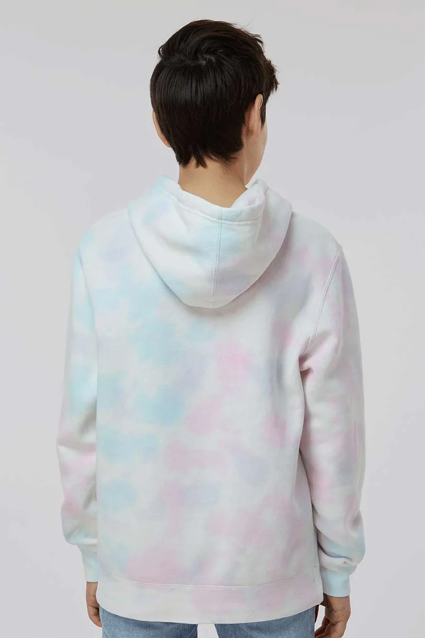 Independent Trading Company Youth Tie-Dye Hooded Sweatshirt Hoodie w/ Pouch Pocket - Cotton Candy