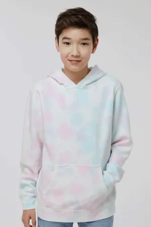 Independent Trading Company Youth Tie-Dye Hooded Sweatshirt Hoodie w/ Pouch Pocket - Cotton Candy