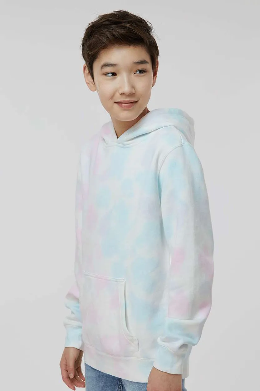 Independent Trading Company Youth Tie-Dye Hooded Sweatshirt Hoodie w/ Pouch Pocket - Cotton Candy
