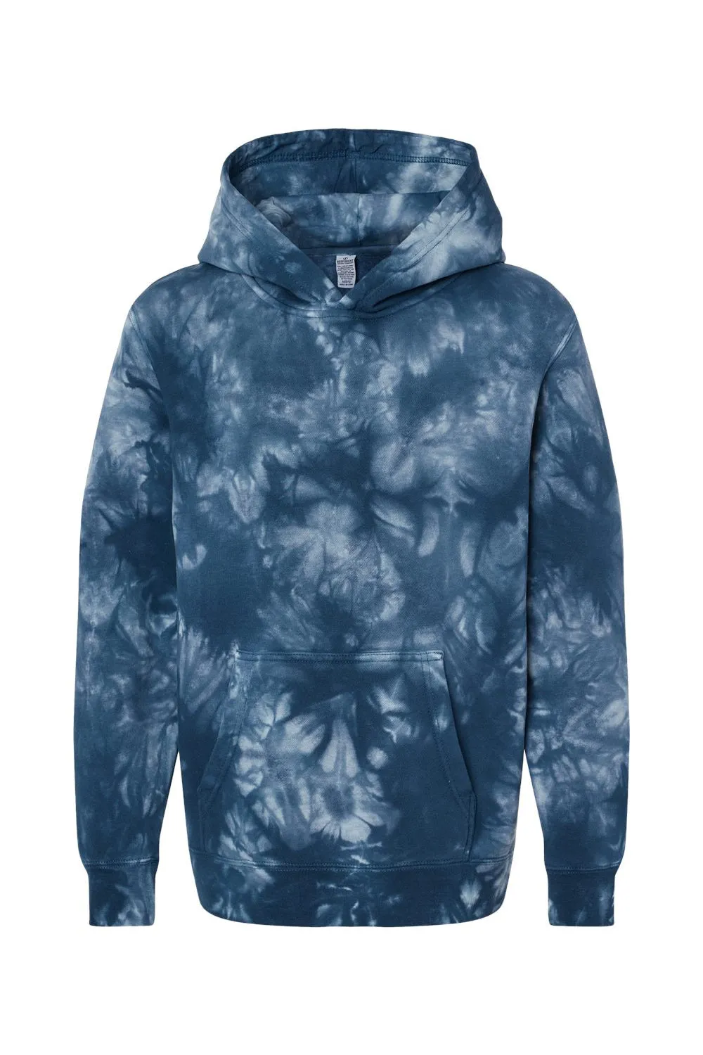 Independent Trading Company Youth Tie-Dye Hooded Sweatshirt Hoodie w/ Pouch Pocket - Navy Blue